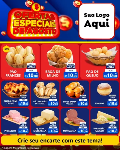 Modelo de Rede Social para Feed Instagram com o tema Ofertas Especiais de Agosto para Padaria