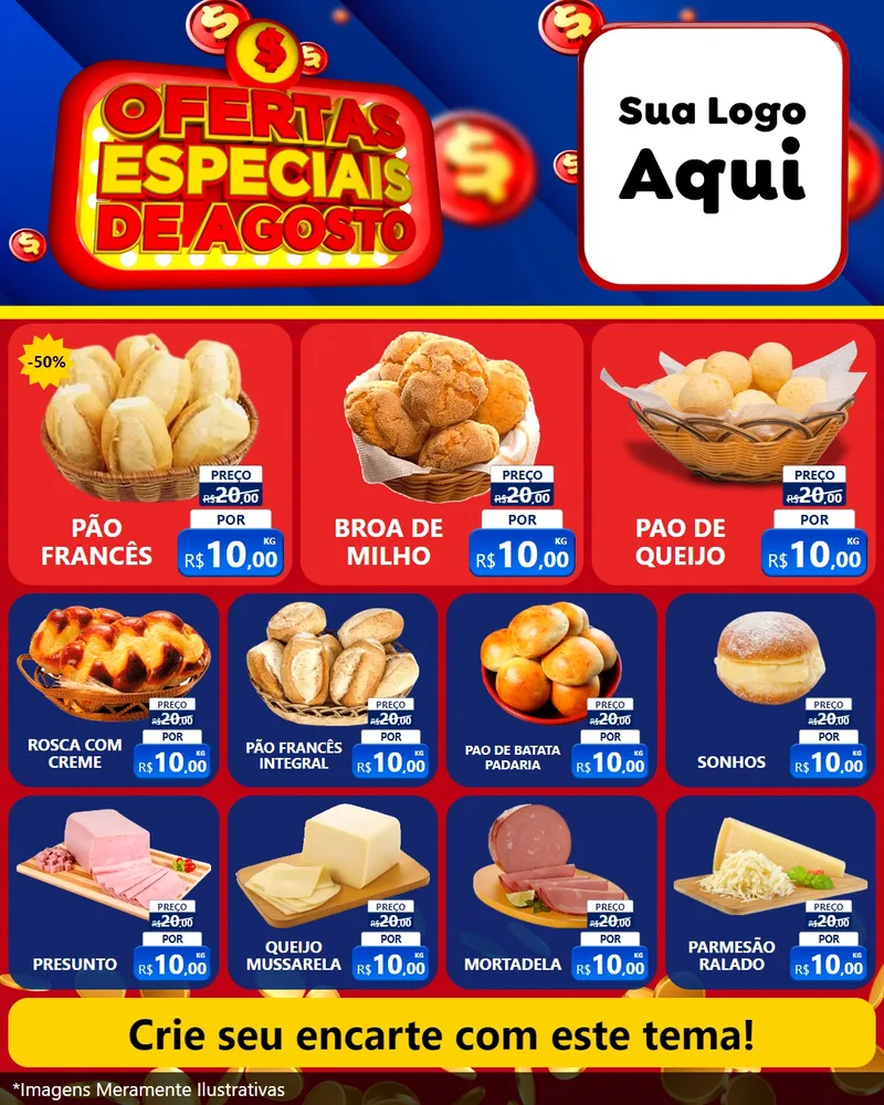 Modelo de Rede Social para Feed Instagram com o tema Ofertas Especiais de Agosto para Padaria
