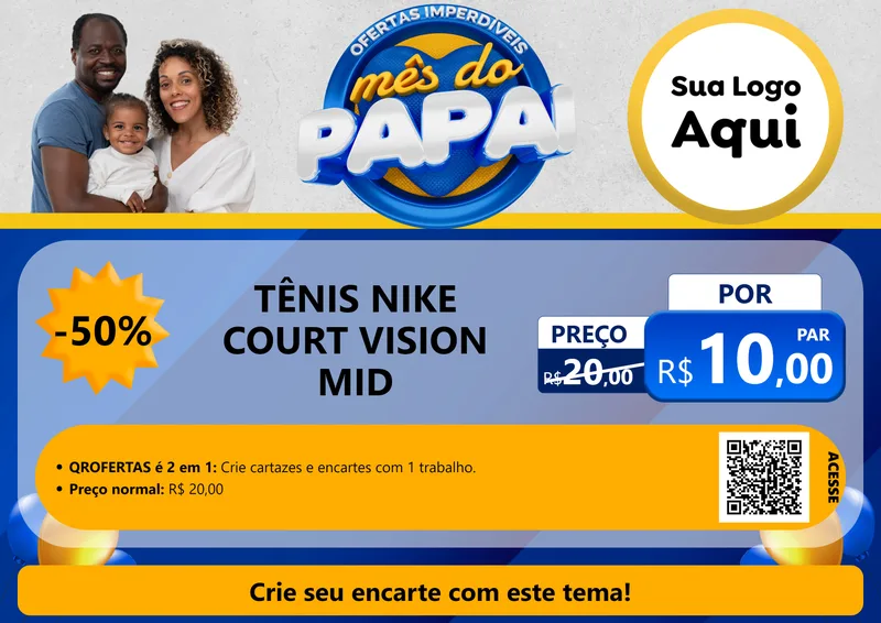 Modelo de Cartaz para Cartaz A4 Horizontal com o tema Ofertas Imperdíveis Mês Do Papai para Calçados