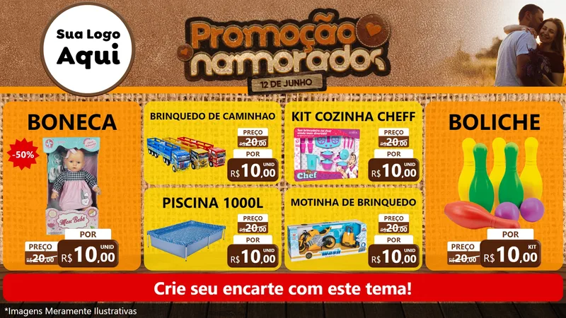 Modelo de TV para TV Horizontal com o tema Promoção Namorados para Brinquedos