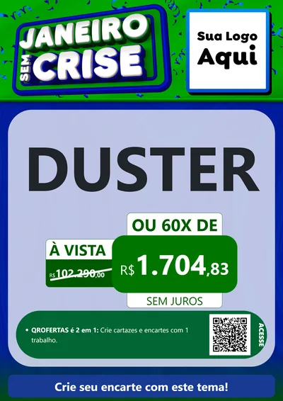 Modelo de Cartaz para Cartaz A4 Vertical com o tema Janeiro Sem Crise para Concessionaria de Carros