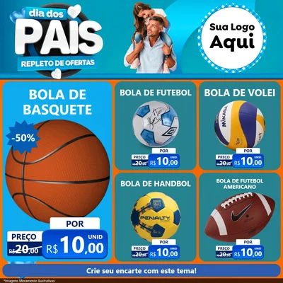 Modelo de Rede Social para Feed Facebook com o tema Dia Dos Pais Repleto de Ofertas para Artigos Esportivos