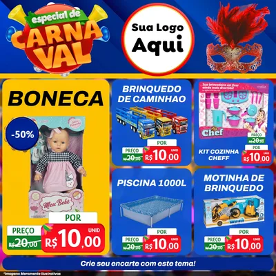 Modelo de Rede Social para Feed Facebook com o tema Especial de Carnaval para Brinquedos