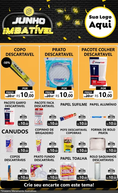 Modelo de Encarte para Encarte Grande com o tema Junho Imbatível para Embalagens