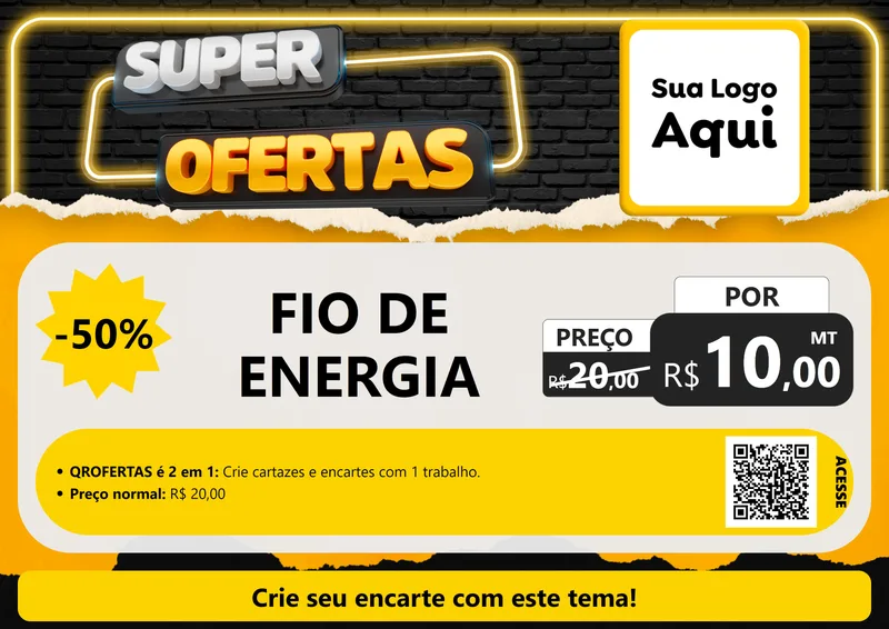 Modelo de Cartaz para Cartaz A4 Horizontal com o tema Super Ofertas para Materiais Elétricos