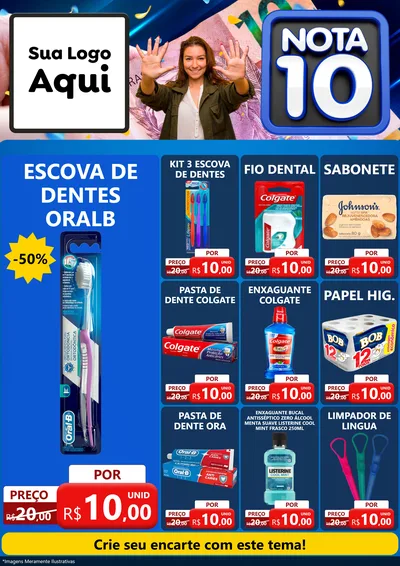 Modelo de Encarte para Encarte A4 Vertical com o tema Nota 10 para Higiene Pessoal