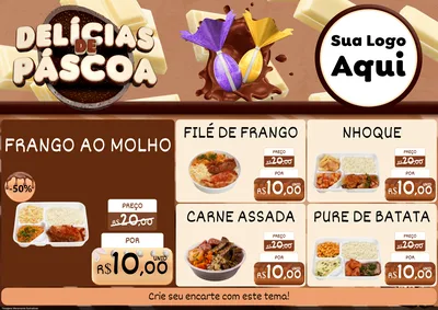 Modelo de Encarte para Encarte A4 Horizontal com o tema Delícias de Páscoa para Restaurante