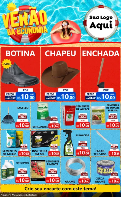 Modelo de Encarte para Encarte Grande com o tema Verão da Economia para Agropecuária