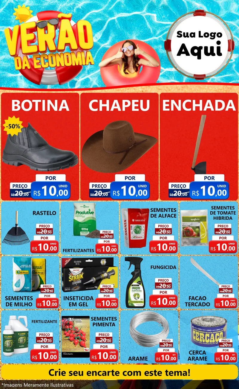 Modelo de Encarte para Encarte Grande com o tema Verão da Economia para Agropecuária