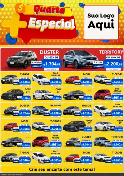 Modelo de Encarte para Encarte A4 Vertical com o tema Quarta Mais Especial para Concessionaria de Carros