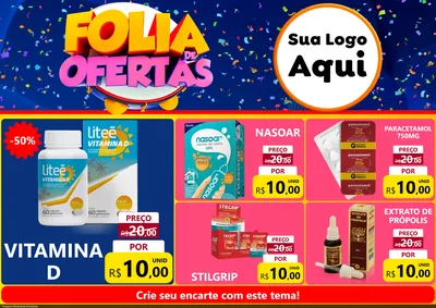Modelo de Encarte para Encarte A4 Horizontal com o tema Folia de Ofertas para Farmácia