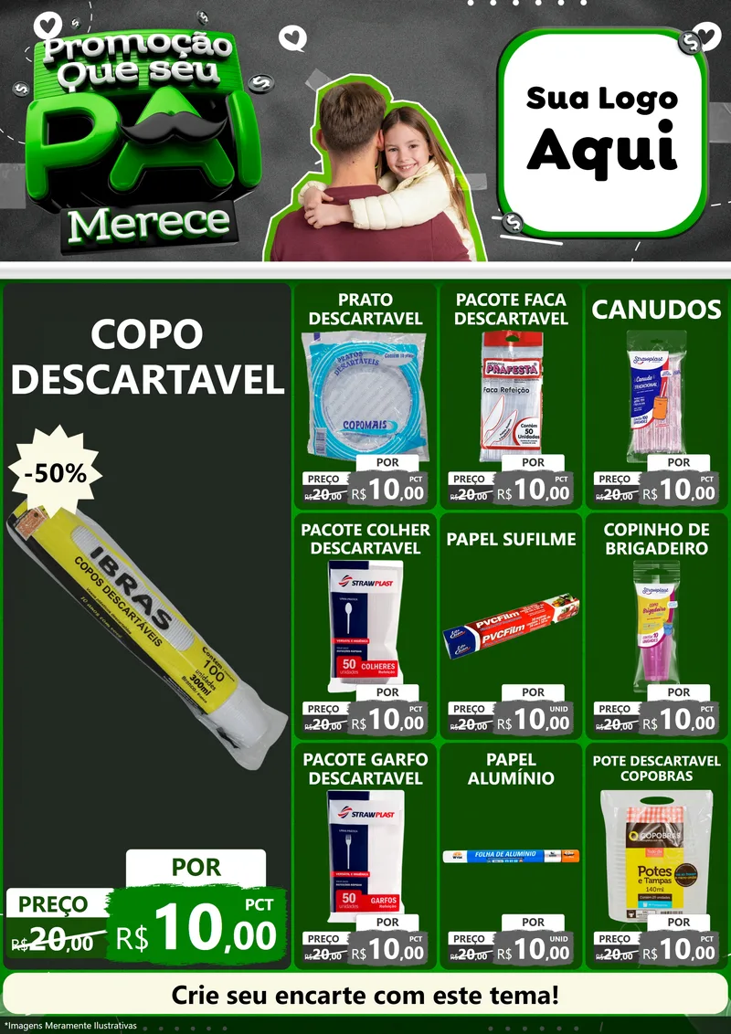 Modelo de Encarte para Encarte A4 Vertical com o tema Promoção Que seu Pai Merece para Embalagens