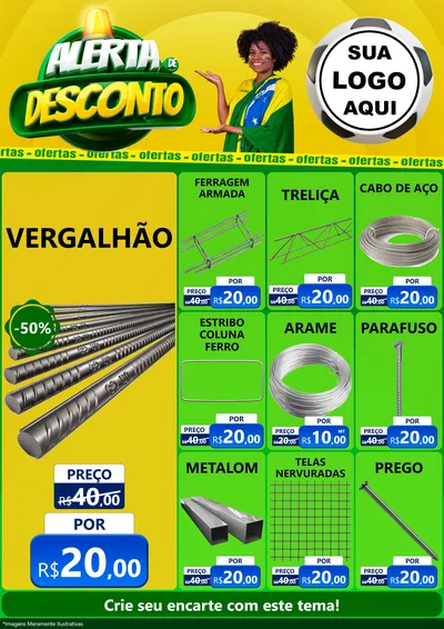 Modelo de Encarte para Encarte A4 Vertical com o tema Alerta de Desconto para Ferragens