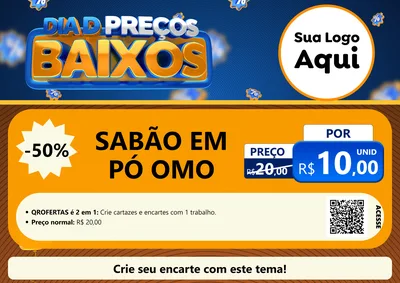 Modelo de Cartaz para Cartaz A4 Horizontal com o tema Dia D Preço Baixo para Produtos de Limpeza