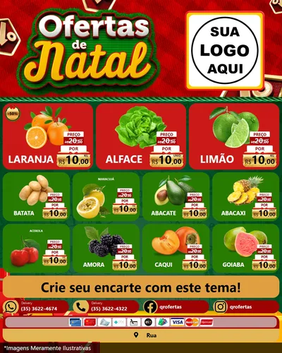 Modelo de Rede Social para Feed Instagram com o tema Ofertas de Natal para Hortifrúti