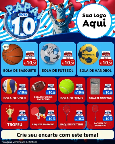 Modelo de Rede Social para Feed Instagram com o tema Papai Nota 10 para Artigos Esportivos