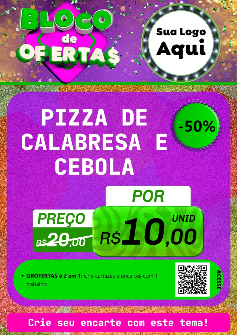 Modelo de Cartaz para Cartaz A4 Vertical com o tema Bloco de Ofertas para Pizzaria