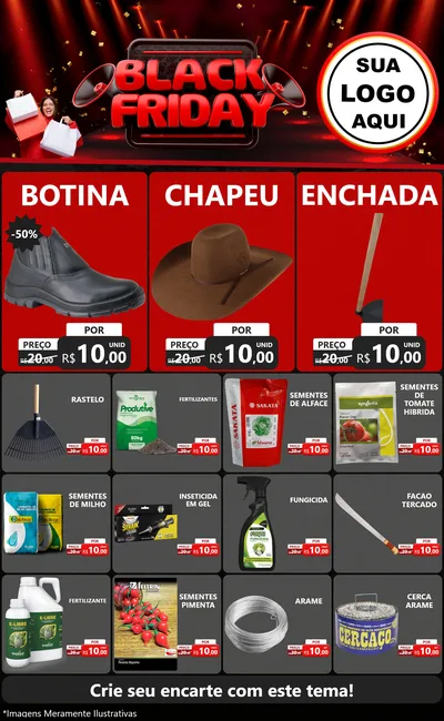Modelo de Encarte para Encarte Grande com o tema Black Friday para Agropecuária