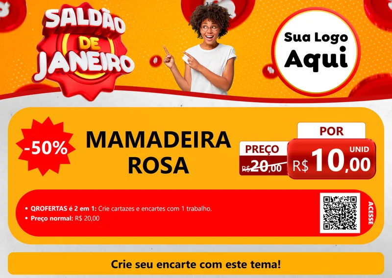 Modelo de Cartaz para Cartaz A4 Horizontal com o tema Saldão de Janeiro para Bebês