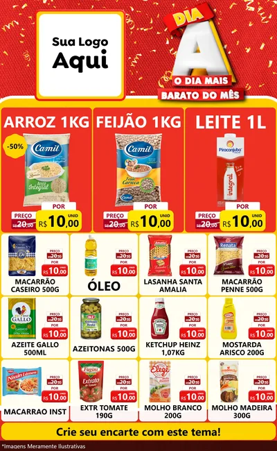 Modelo de Encarte para Encarte Grande com o tema Dia A o Dia Mais Barato do Mês para Supermercado