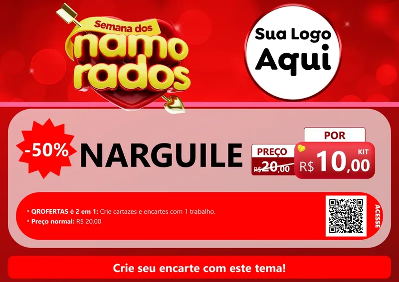 Modelo de Cartaz para Cartaz A4 Horizontal com o tema Semana dos namorados para Tabacaria