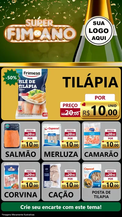 Modelo de Rede Social para Stories com o tema Super Fim de Ano para Peixaria