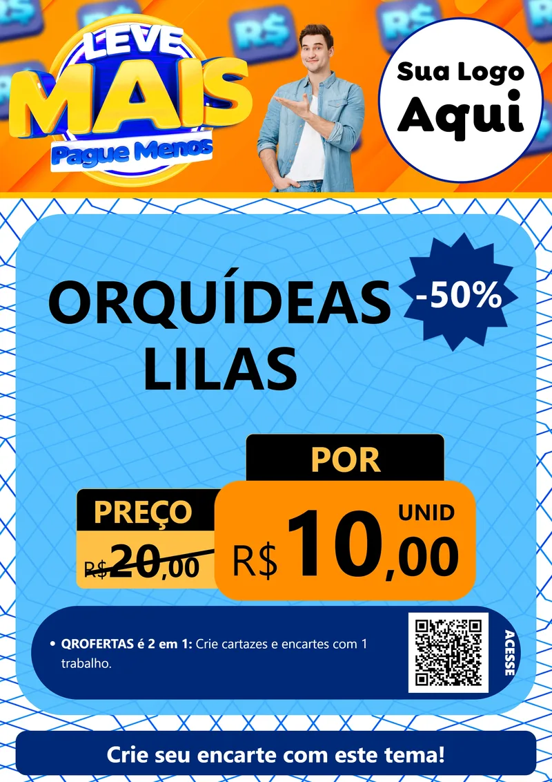 Modelo de Cartaz para Cartaz A4 Vertical com o tema Leve Mais, Pague Menos para Floricultura e jardim