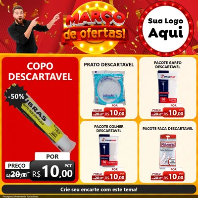 Modelo de Rede Social para Feed Facebook com o tema Março de Ofertas! para Embalagens