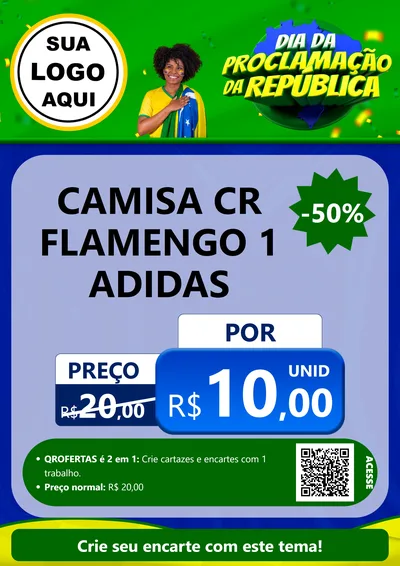 Modelo de Cartaz para Cartaz A4 Vertical com o tema Dia Da Proclamação Da República para Roupas e acessórios