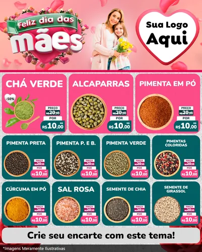 Modelo de Rede Social para Feed Instagram com o tema Feliz Dia das Mães para Produtos Naturais