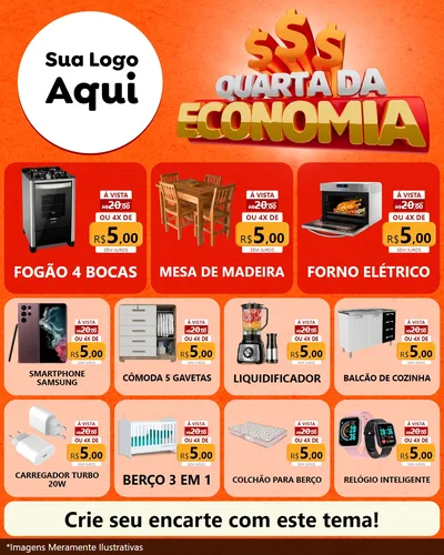 Modelo de Rede Social para Feed Instagram com o tema Quarta da Economia para Móveis e Eletro