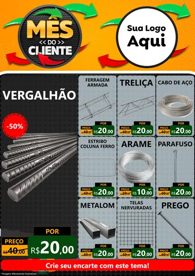 Modelo de Encarte para Encarte A4 Vertical com o tema Mês do Cliente para Ferragens