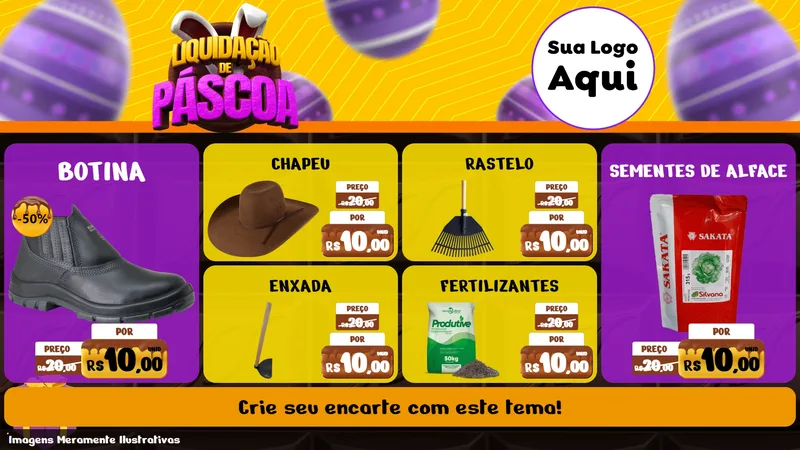 Modelo de TV para TV Horizontal com o tema Liquidação de Páscoa para Agropecuária