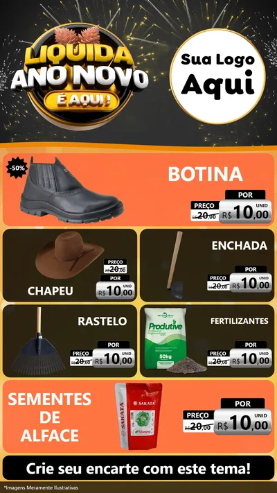 Modelo de TV para TV Vertical com o tema Liquida Ano Novo É Aqui! para Agropecuária