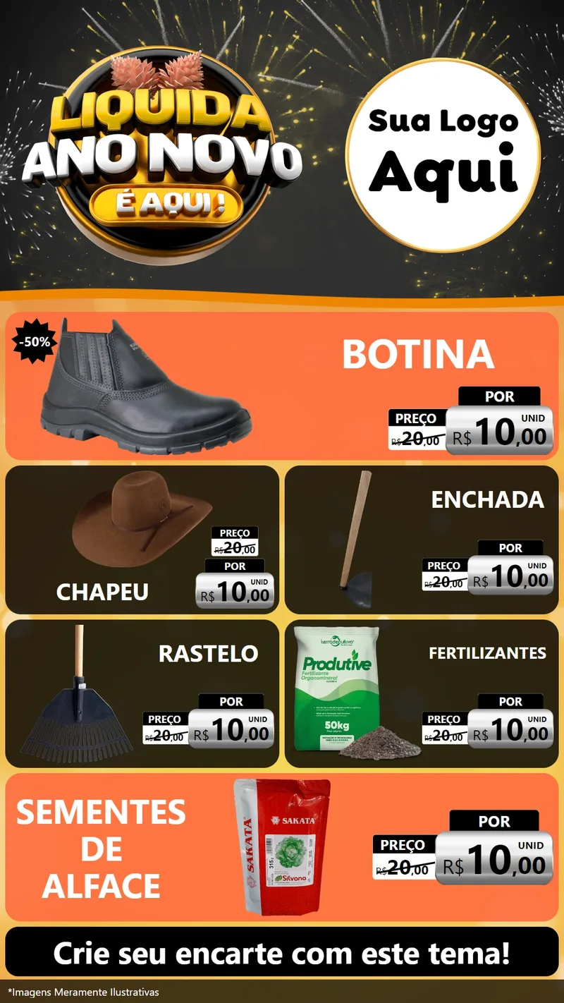 Modelo de TV para TV Vertical com o tema Liquida Ano Novo É Aqui! para Agropecuária