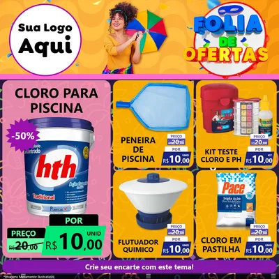Modelo de Rede Social para Feed Facebook com o tema Folia de Ofertas para Produtos para Piscina
