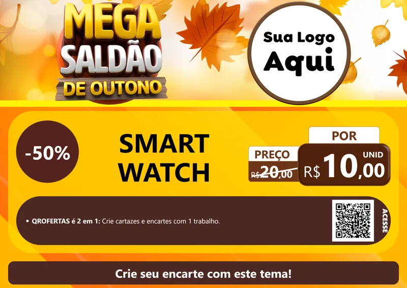 Modelo de Cartaz para Cartaz A4 Horizontal com o tema Mega Saldão de Outono para Informática
