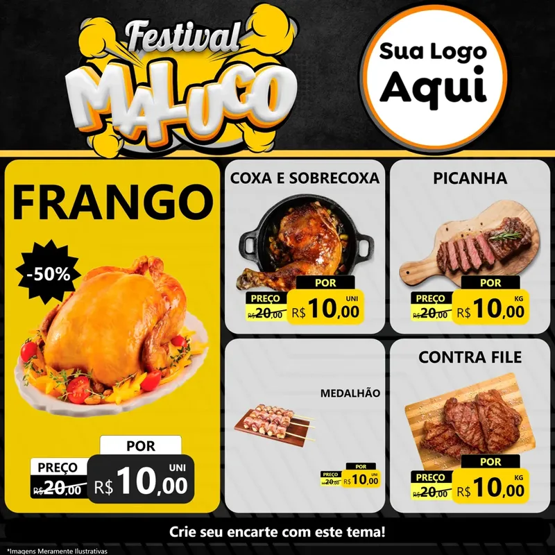 Modelo de Rede Social para Feed Facebook com o tema Festival Maluco para Assados