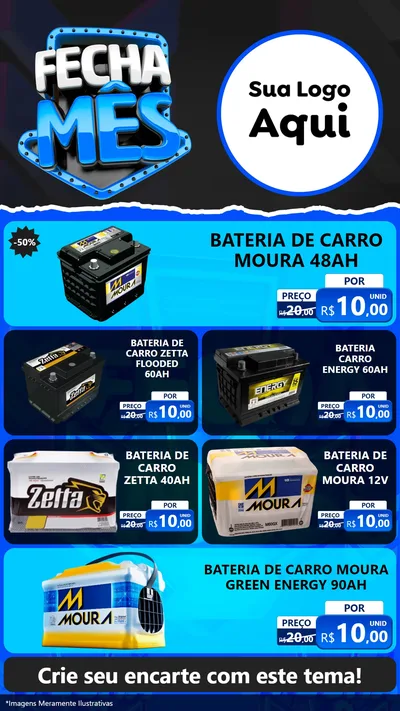 Modelo de TV para TV Vertical com o tema Fecha Mês para Baterias Elétricas