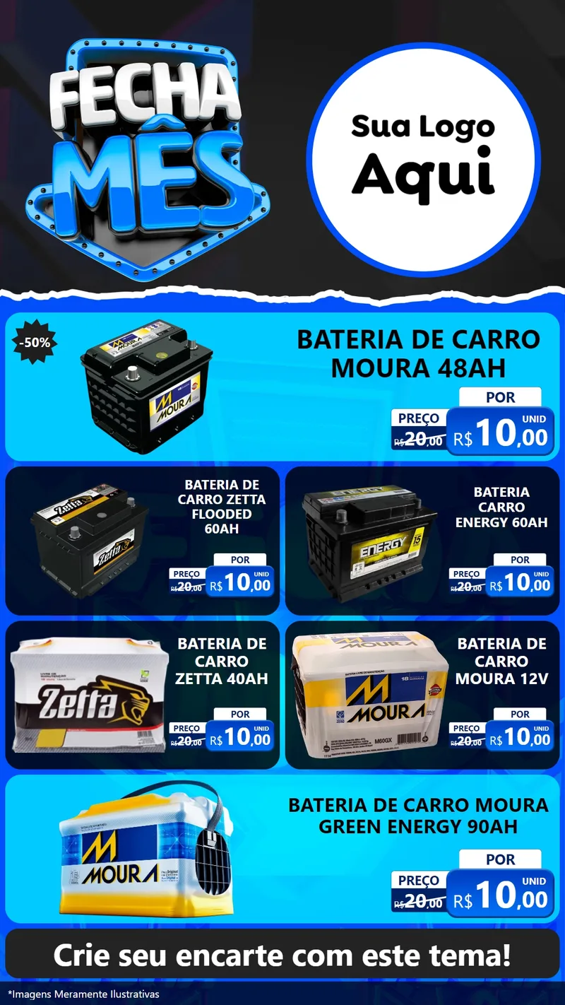 Modelo de TV para TV Vertical com o tema Fecha Mês para Baterias Elétricas