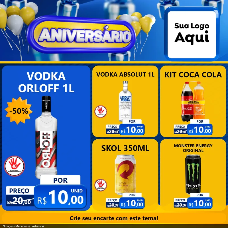 Modelo de Rede Social para Feed Facebook com o tema Aniversário para Distribuidora de bebidas