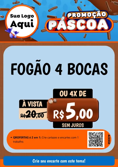 Modelo de Cartaz para Cartaz A4 Vertical com o tema Promoção Páscoa para Móveis e Eletro