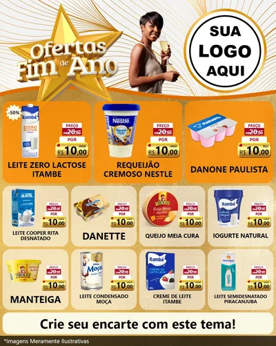 Modelo de Rede Social para Feed Instagram com o tema Ofertas Fim de Ano para Frios e Laticínios