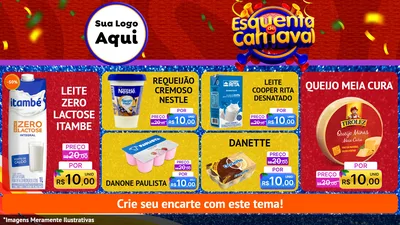 Modelo de TV para TV Horizontal com o tema Esquenta de Carnaval para Frios e Laticínios