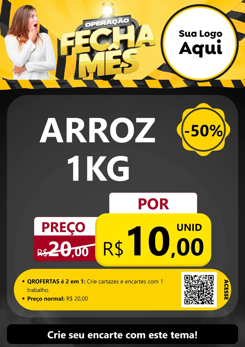 Modelo de Cartaz para Cartaz A4 Vertical com o tema Operação Fecha Mês para Supermercado