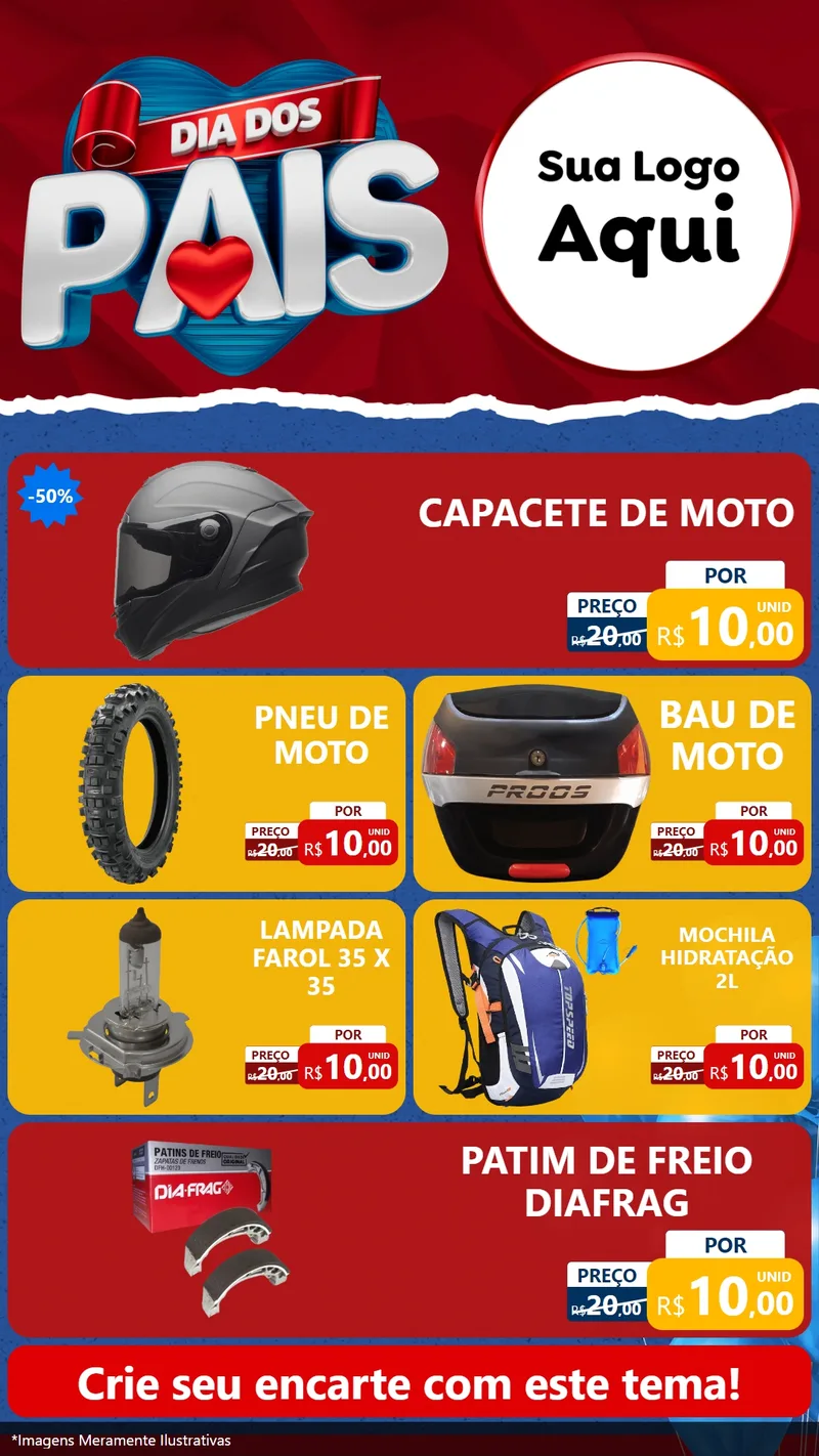 Modelo de TV para TV Vertical com o tema Dia dos Pais para Moto peças