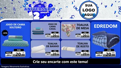 Modelo de TV para TV Horizontal com o tema Promoção de Aniversário - 2 Anos para Cama, Mesa e Banho