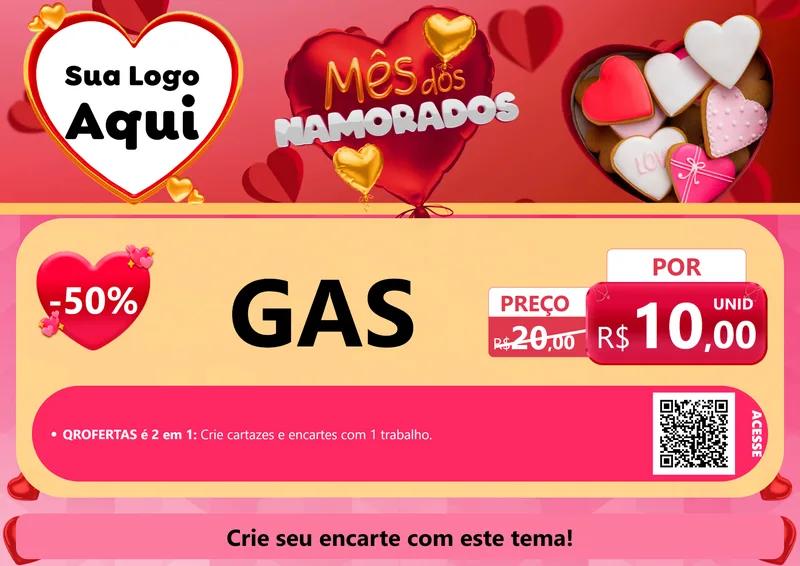 Modelo de Cartaz para Cartaz A4 Horizontal com o tema Mês dos Namorados para Água e gás