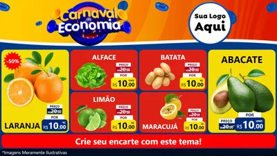 Modelo de TV para TV Horizontal com o tema Carnaval da Economia para Hortifrúti