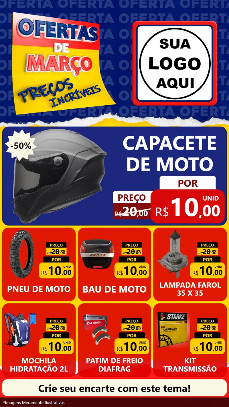 Modelo de Rede Social para Stories com o tema Ofertas de Março - Preços Incríveis para Moto peças